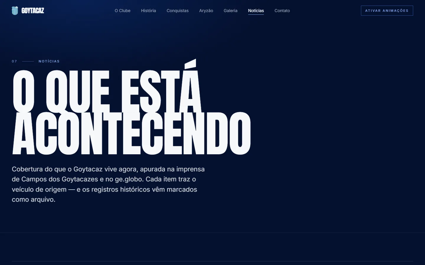 Página de notícias apuradas na imprensa