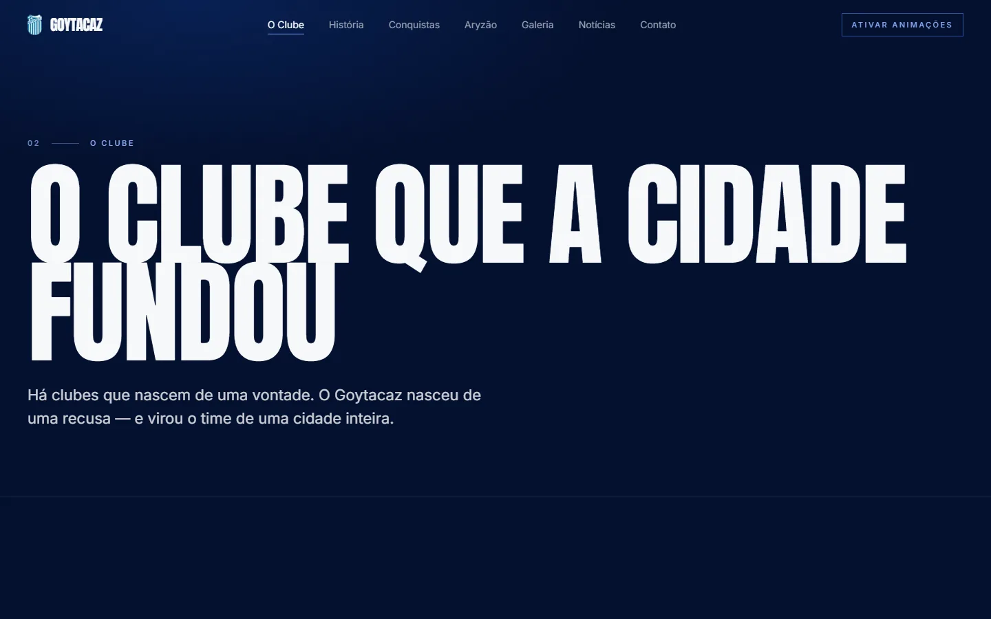 Página do clube: o clube que a cidade fundou