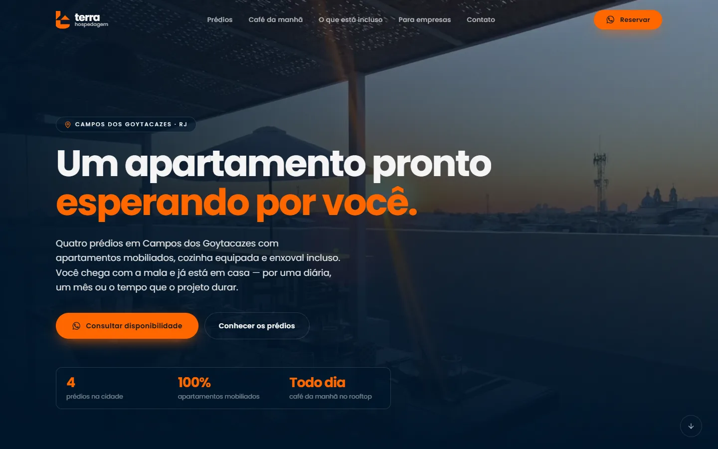 Página inicial do site da Terra Hospedagem