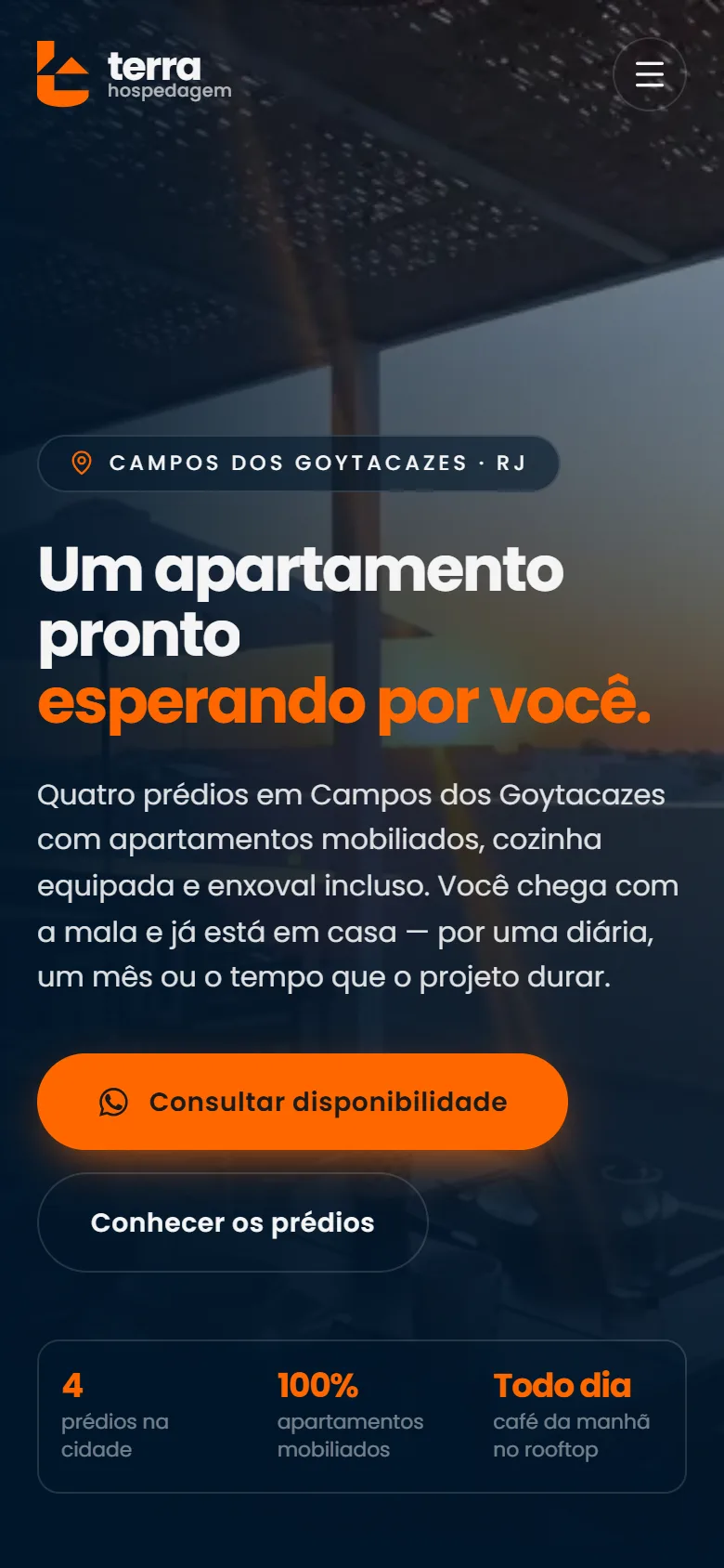 Site da Terra Hospedagem no celular